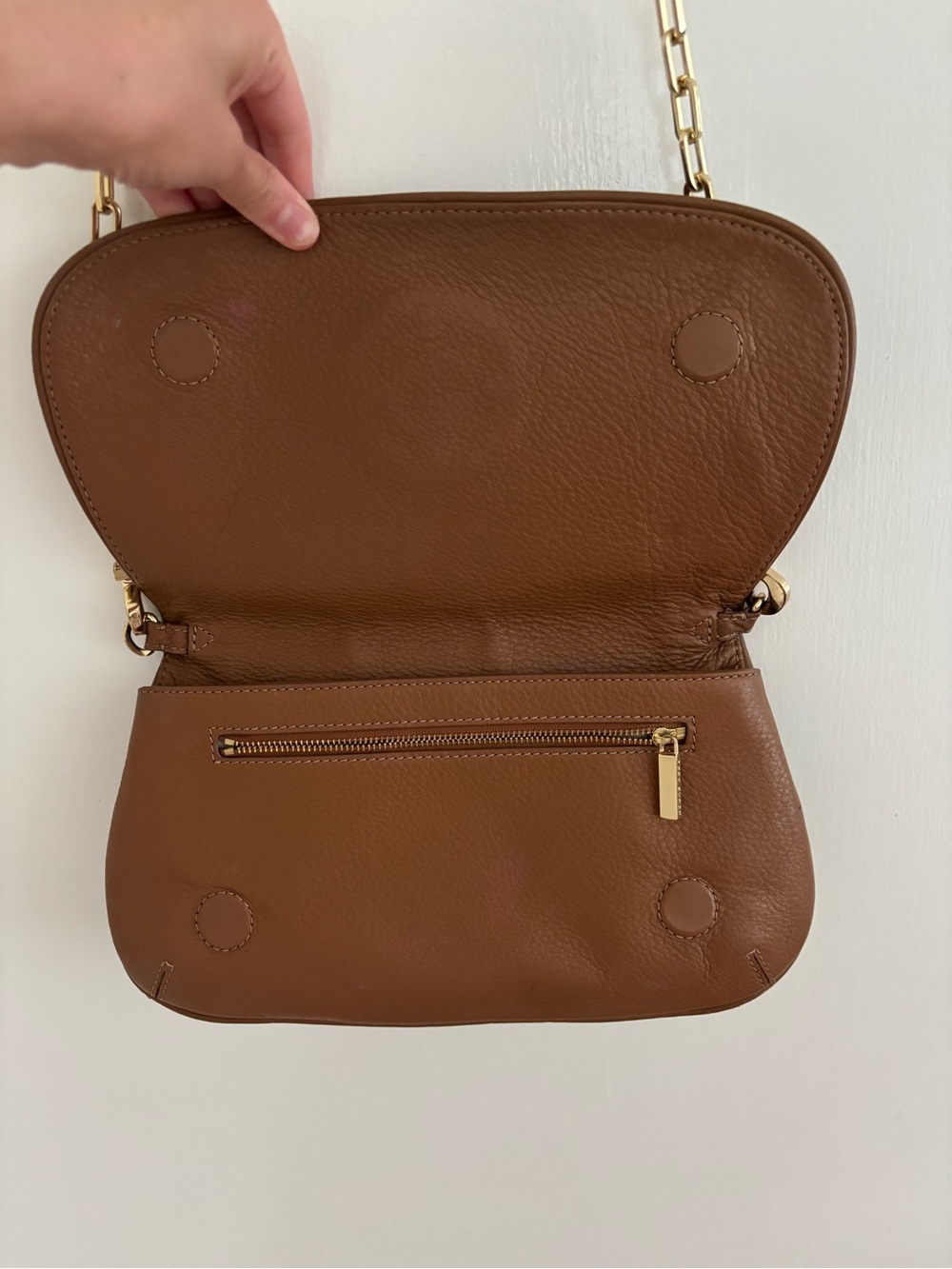 Tory Burch Tan Leather Amanda Logo Crossbody Bag - Picture 4 of 5